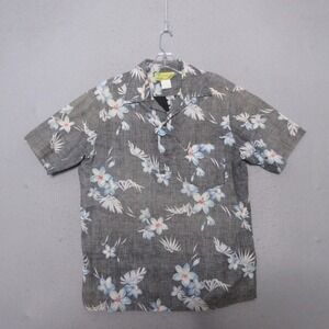 Vintage Woolworths Waikiki Hawaiian Shirt Gray Inside Out Floral Aloha‎ Camp